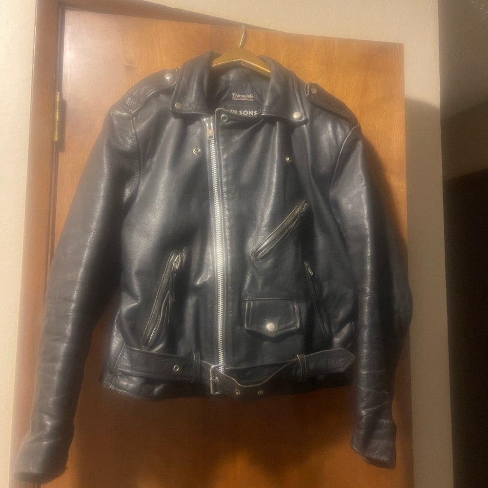 Mens Wilson Leather Motorcycle Jacket size medium